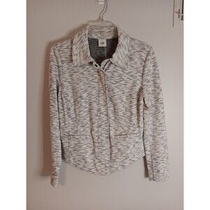 Cabi Neo Moto Jacket Sweater Heathered Gray Zip Up Cotton Style 5102 Size Small